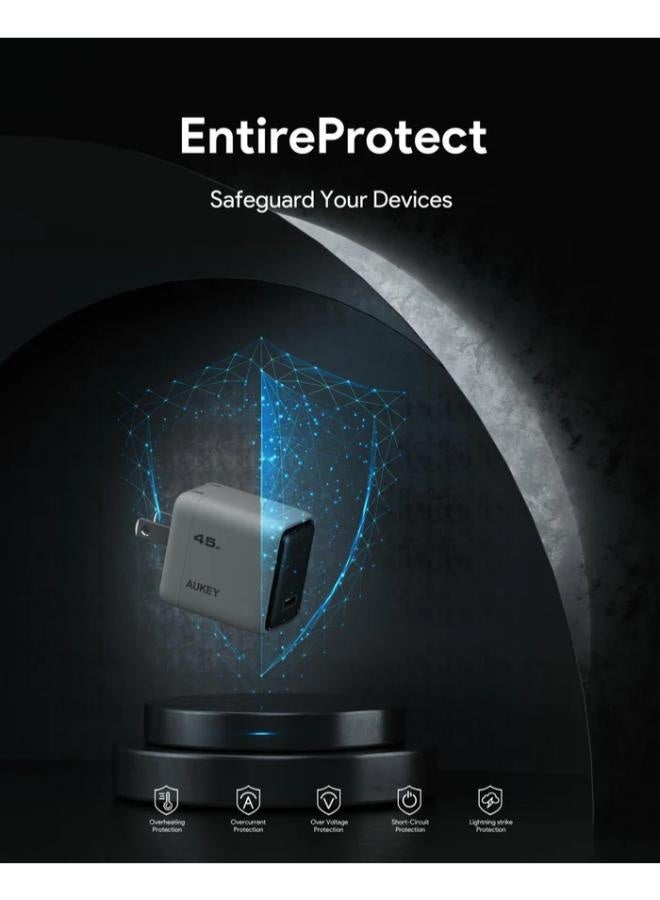 أوكي AUKEY Comet 45W PD Wall Charger with GaN Technology PA-C2 grey - Image 5