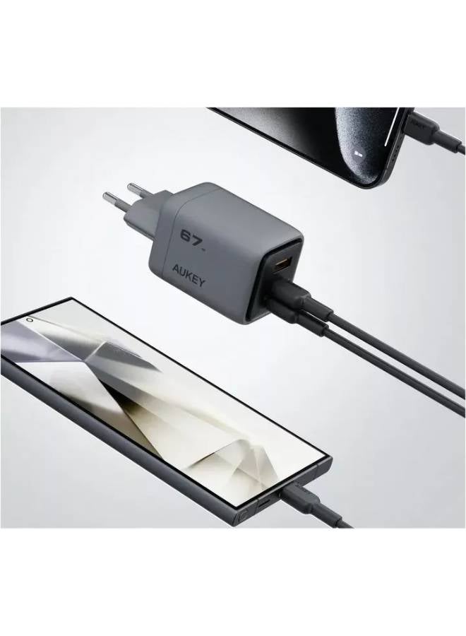 AUKEY Comet Mix 3 67W PD Wall Charger with GaN Technology PA-C3 grey - Image 4