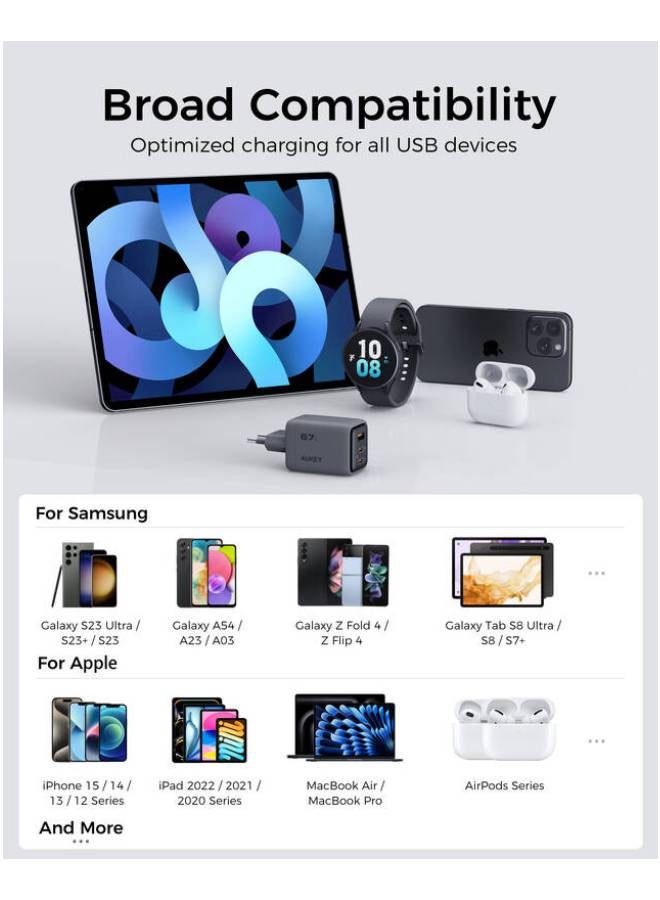 AUKEY Comet Mix 3 67W PD Wall Charger with GaN Technology PA-C3 grey - https://f.nooncdn.com/p/pnsku/N70286551V/45/_/1771169224/db0a94f2-774b-461b-95f7-ce23101836da.jpg