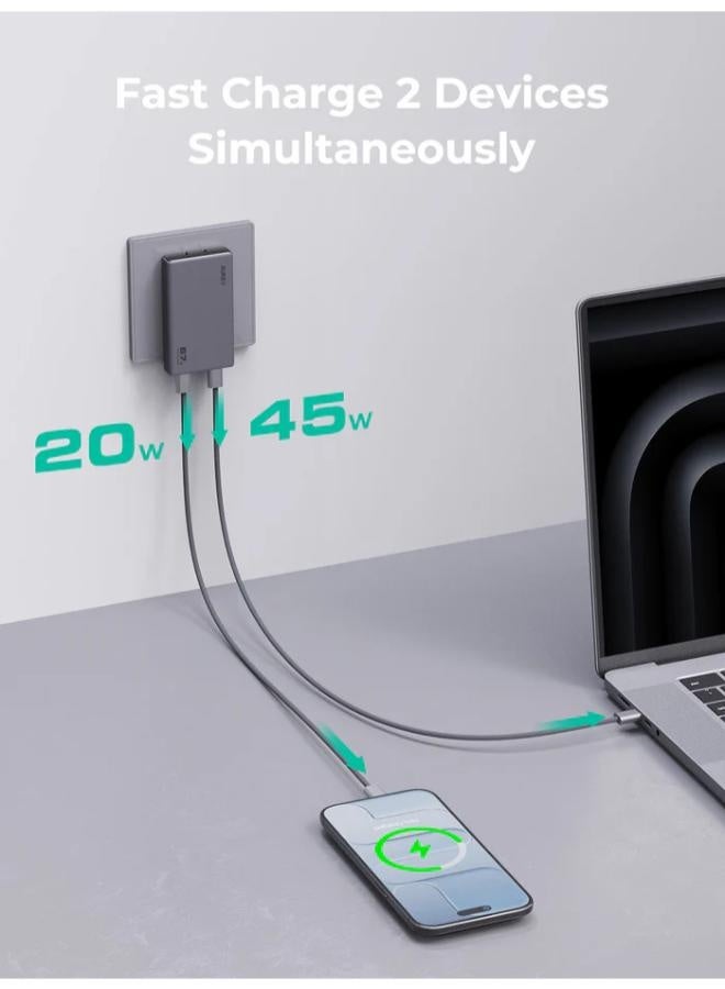 أوكي AUKEY Comet Slim 67W PD Wall Charger with GaN Technology PA-C4 grey - Image 4