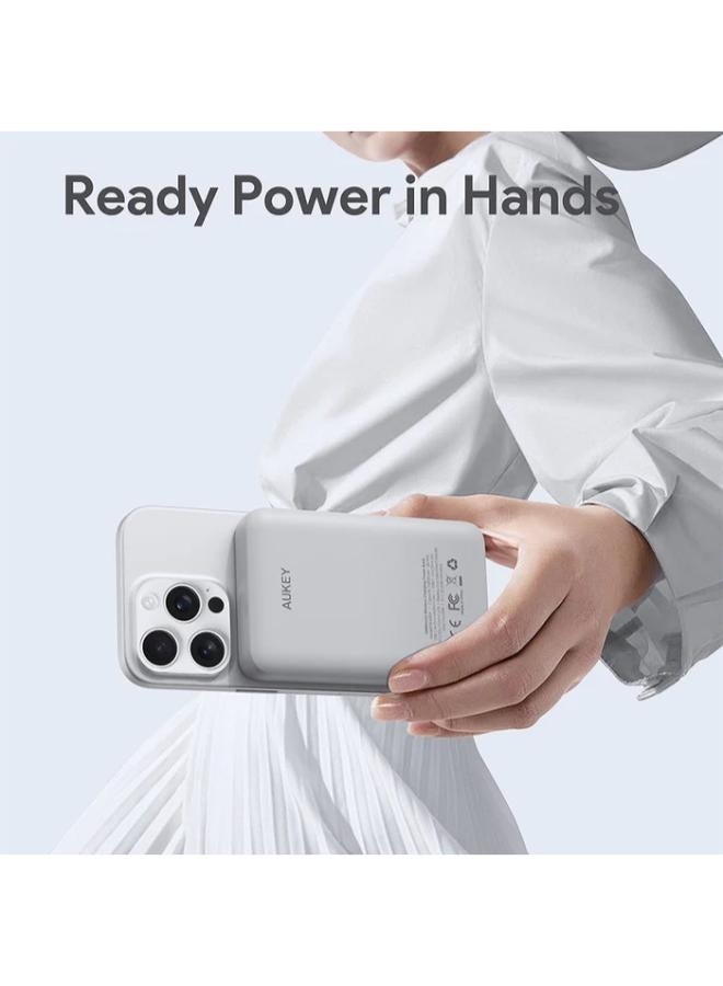 أوكي AUKEY MagFusion 10000 slim 10000mAh Magnetic Wireless Charging Power Bank PB-MS04 grey - Image 5