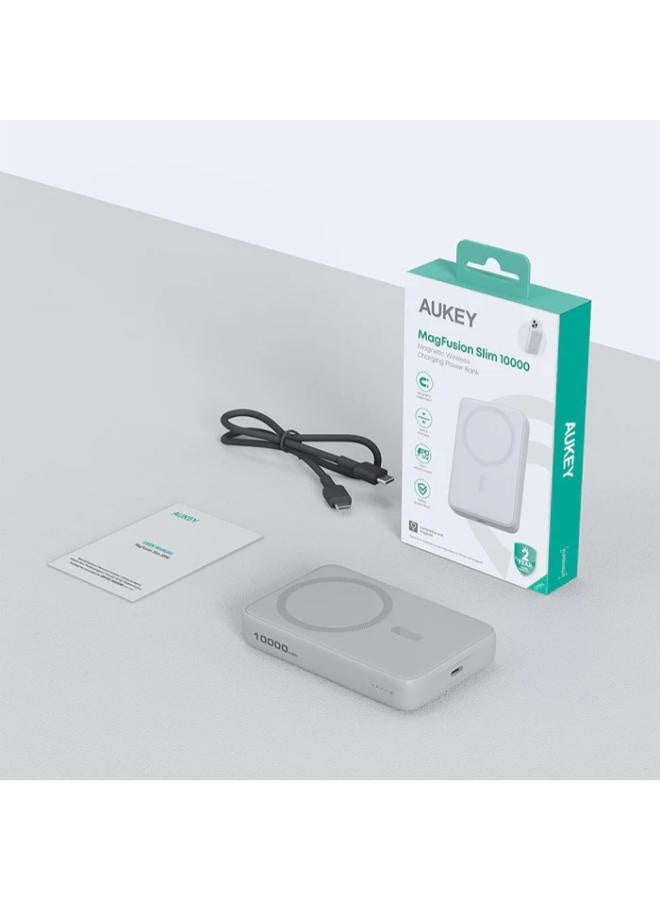 أوكي AUKEY MagFusion 10000 slim 10000mAh Magnetic Wireless Charging Power Bank PB-MS04 grey - Image 4