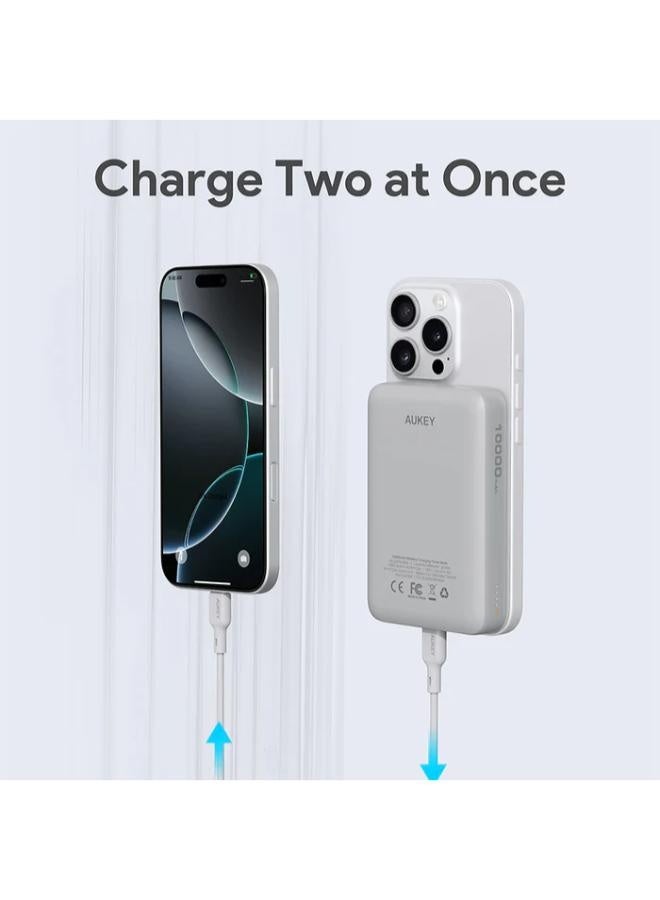 أوكي AUKEY MagFusion 10000 slim 10000mAh Magnetic Wireless Charging Power Bank PB-MS04 grey - Image 3