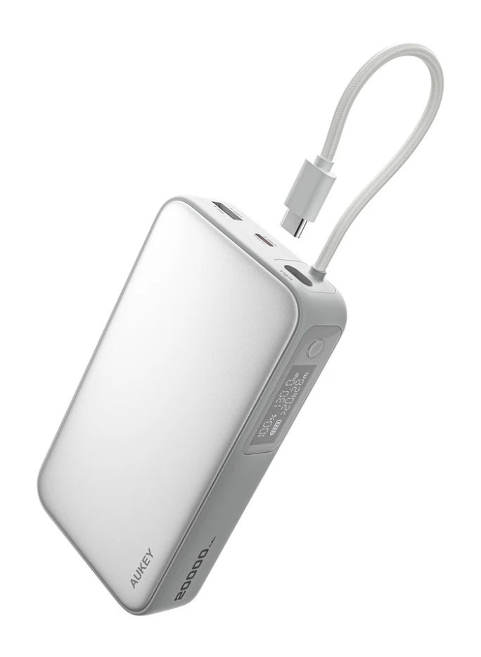 AUKEY Spark Sling 20000 Compact Fast Charging Power Bank with Built-in USB-C Cable PB-Y48 white - Image 1