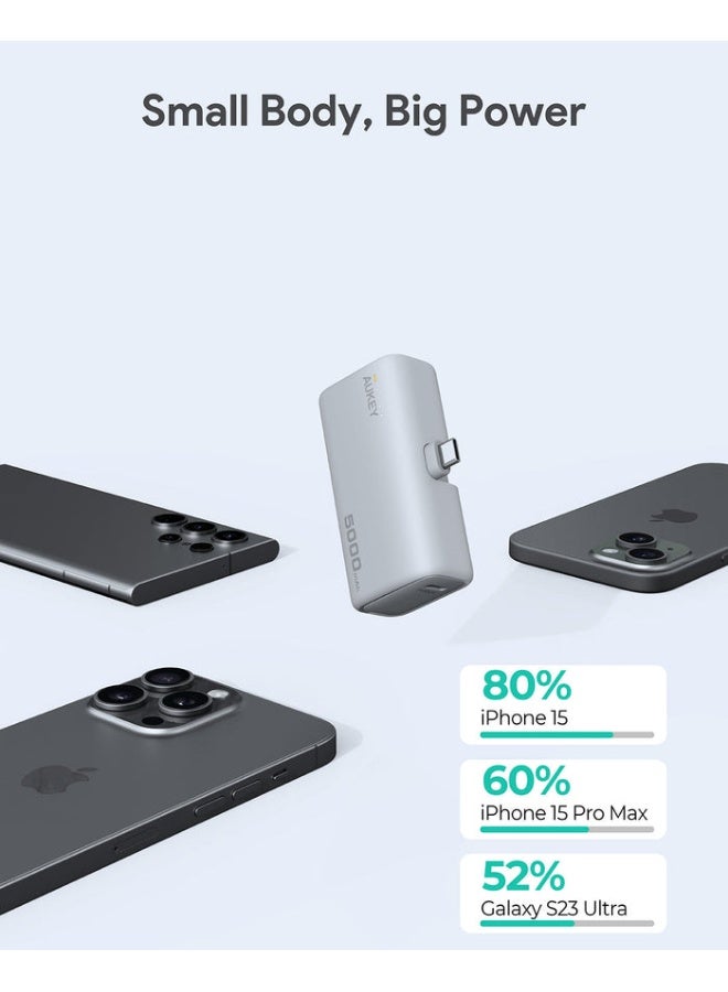 AUKEY Spark Mini 5000 Portable Power Bank with Built-in USB-C Port PB-Y59 grey - Image 4