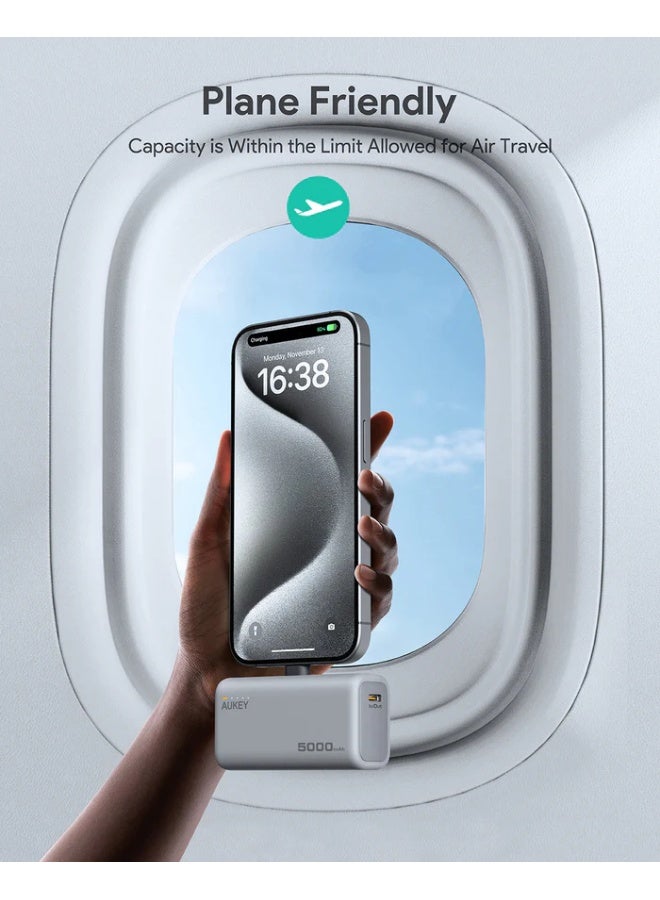 أوكي AUKEY Spark Mini 5000 Portable Power Bank with Built-in USB-C Port PB-Y59 white - Image 5