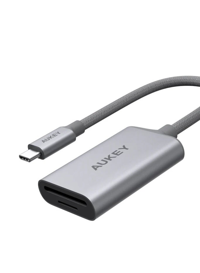 أوكي AUKEY UH-C01 USB-C to Card Reader Hub Adapter grey - Image 2