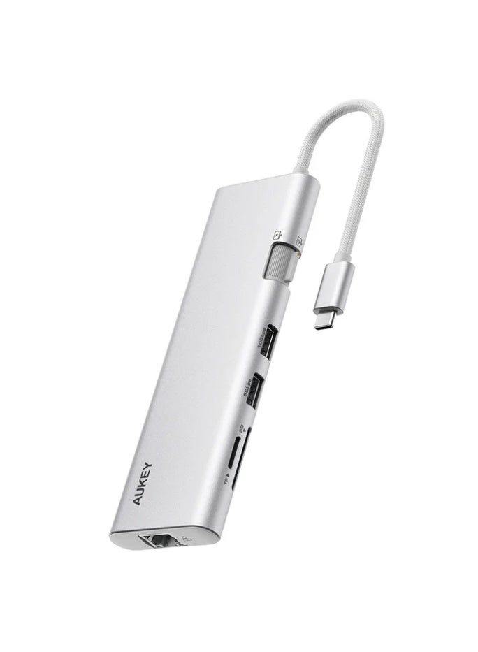 AUKEY UH-CUH03 OfficeDok 10-in-1 USB-C Hub with 2 HDMI Ports silver - Image 1