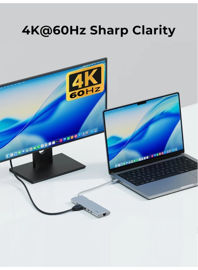 AUKEY UH-CUH03 OfficeDok 10-in-1 USB-C Hub with 2 HDMI Ports silver - Image 4