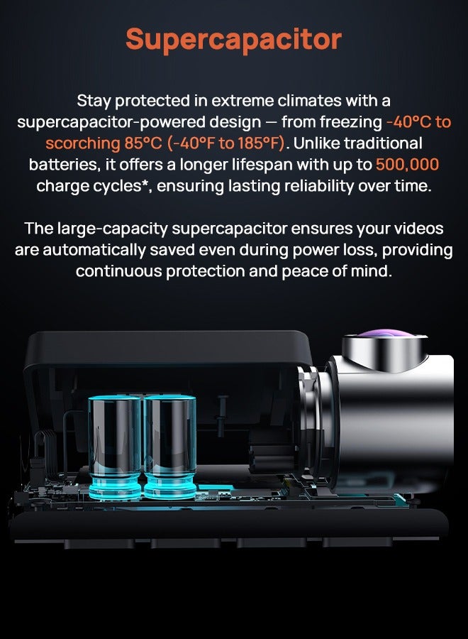 70mai 4k Dash Cam Front and Rear, Car Camera with HDR Night Vision, Built in WiFi6, GPS& ADAS, 24H Parking Mode, Time-Lapse, Voice Control, Loop Recording,  Supercapacitor Support 512GB(A800SE) - Image 4