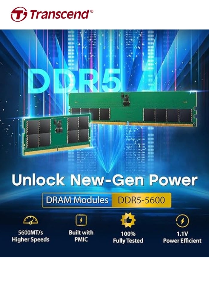 Transcend 16GB RAM DDR5 5600MHz CL46 (1Rx8) Laptop Memory - JM5600ASE-16G - 7cm Black - Image 3