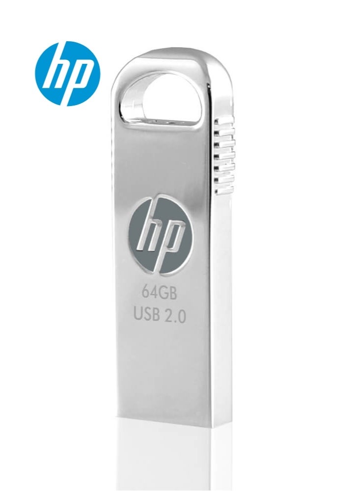 HP v206w 64GB USB 2.0 Flash Drive | Anti-slip grip | HPFD206W-64 Silver - Image 1