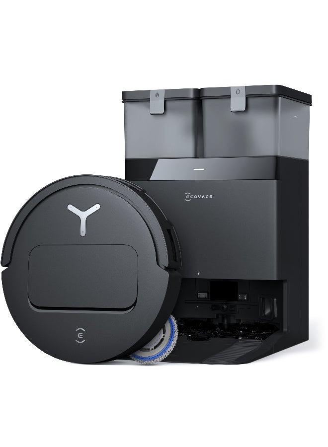 إيكوفاكس روبوت تنظيف ECOVACS DEEBOT T50 PRO OMNI كنس ومسح، قوة شفط 15000 باسكال، محطة تفريغ وغسيل وتجفيف تلقائي، فرشاة ZeroTangle مضادة للتشابك، تجنب عقبات AIVI ثلاثي الأبعاد، أسود 75 W DDX67 - Image 1