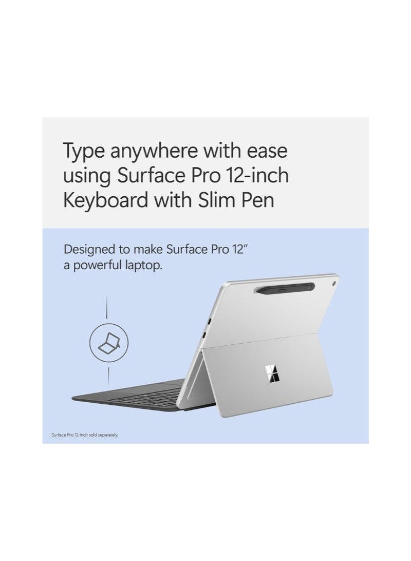 مايكروسوفت Surface Pro Keyboard and Slim Pen 2 Bundle for Surface Pro 12-inch Device, Alcantara Material, Slate - Image 4