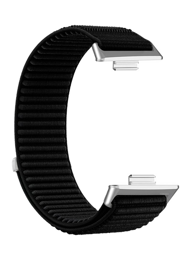 مارجون Nylon Watch Bands Compatible with Watch Fit 3/Fit 4/ Fit 4 Pro, Adjustable Breathable Sport Loop Wristband Replacement Straps for Women Men Velcro Clasp- Black - Image 3