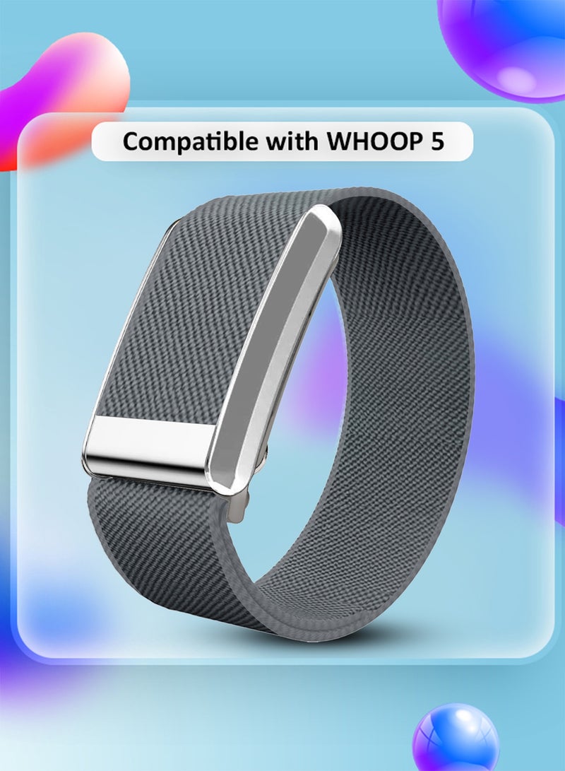MARGOUN Replacement Nylon Band for Whoop 5.0 with Silver Clip, Adjustable Fitness Sport Wrist Strap for Men & Women- Gray - Image 5