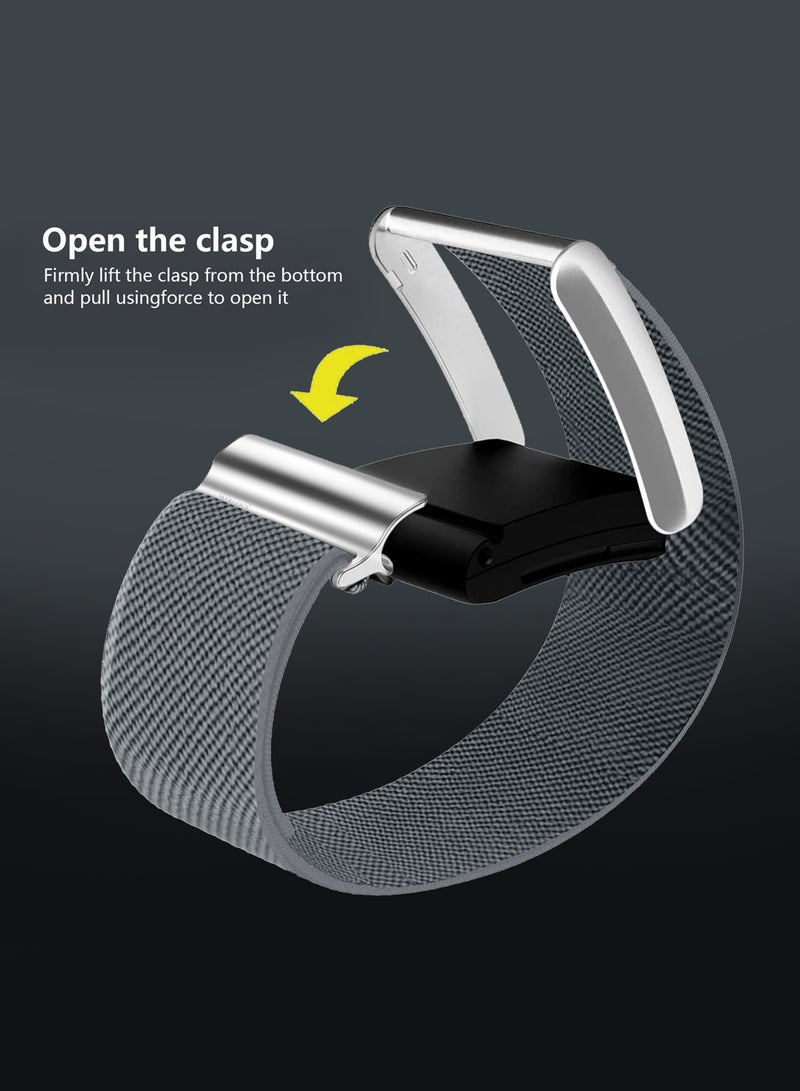 MARGOUN Replacement Nylon Band for Whoop 5.0 with Silver Clip, Adjustable Fitness Sport Wrist Strap for Men & Women- Gray - Image 4