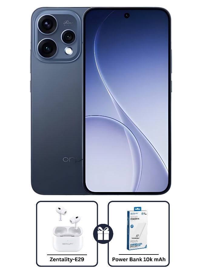 أوبو Reno15 AI Phone Dual SIM 5G Twilight Blue 12GB RAM 512GB + Zentality E29 Earbuds + Zentality Powerbank 10k mAh  - Middle East Version - Image 1