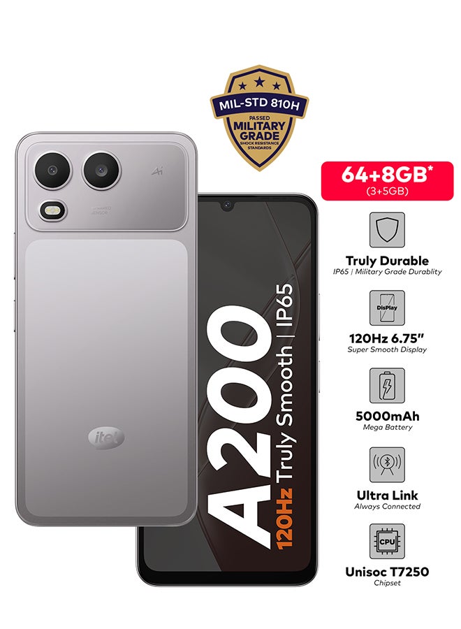 A200 Dual SIM Meteor titanium 3+5GB RAM 64 GB 4G - Middle East Version - view 2