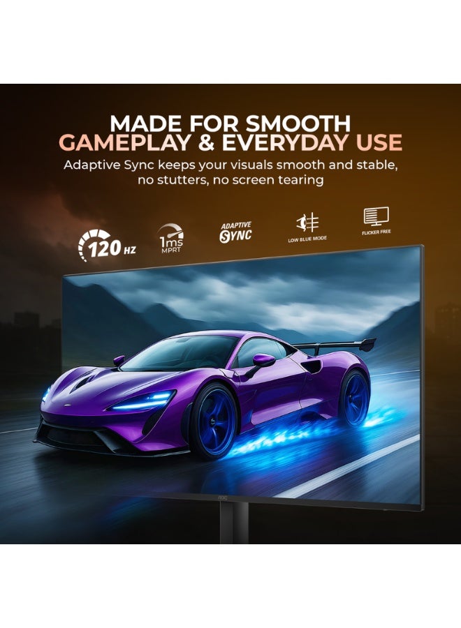 اي او سي 27B3HA3 Monitor 27-inch Full HD 1920×1080, IPS Panel, 120Hz Refresh Rate, 1ms Response Time, Adaptive Sync, 3-Sided Frameless, Speakers Black - Image 3