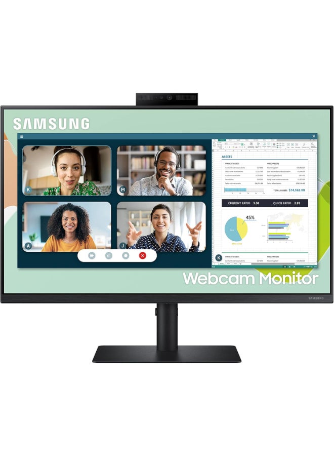 سامسونج S40VA Series 24-Inch Computer Monitor, HDMI Monitor, 75Hz Monitor, IPS Monitor, Built-in Webcam, Built-in Speaker & Mic, FreeSync Premium (LS24A400VENXZA) Black - Image 1