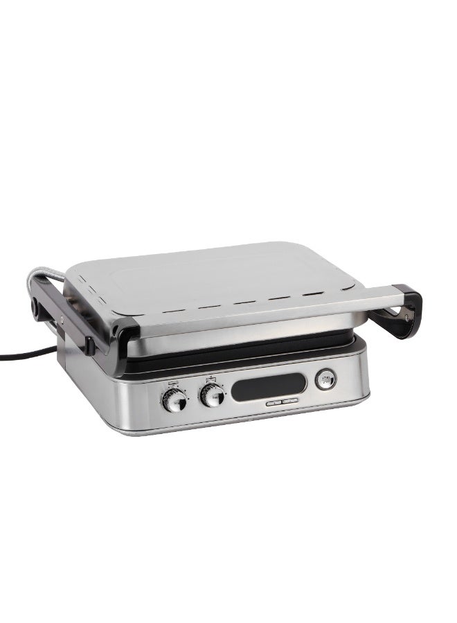 GEEPAS Digital Stainless Steel Grill Maker | Detachable Die Cast Plates, 2 Layer Non-Stick Coating for Easy Release and Quick Cleanup and Heat Up | Timer Function, Perfect for Grilled Sandwiches, BBQ Design, Fit Any Type or Size of Food, Meat, Snack| 2 Years Warranty GGM36516 Silver 2170 W GGM36516 silver - Image 1