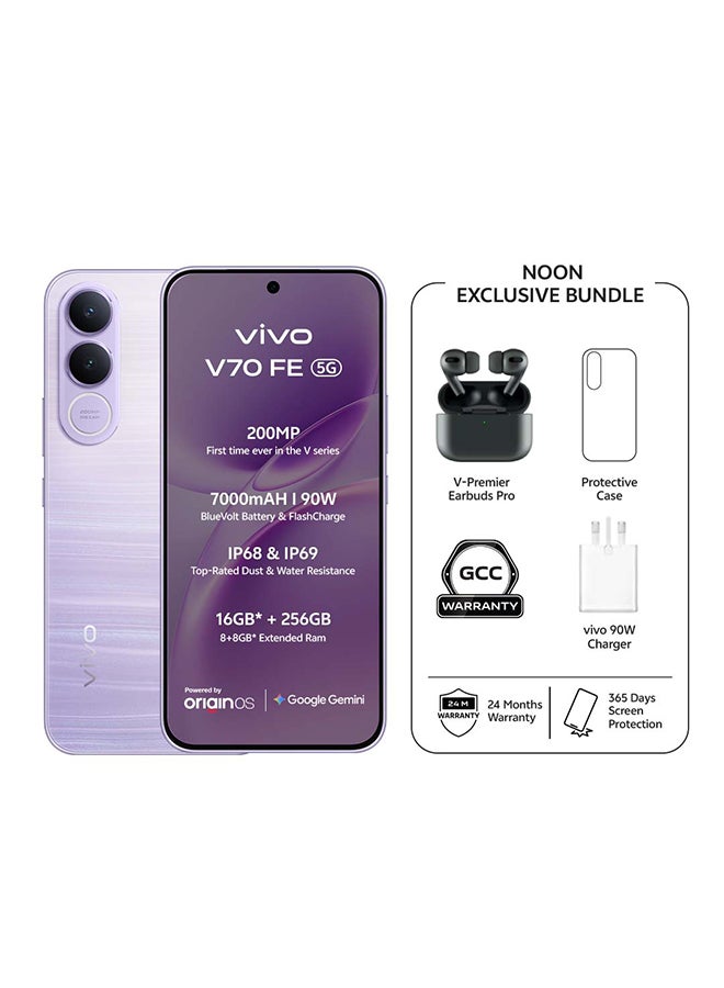 vivo V70 FE 5G AI Dual SIM Light Purple 8GB 256GB With Exclusive Gifts: TWS Pro 90W Charger And 24 Months Warranty + 1 Year Screen Replacement - Middle East Version - Image 1