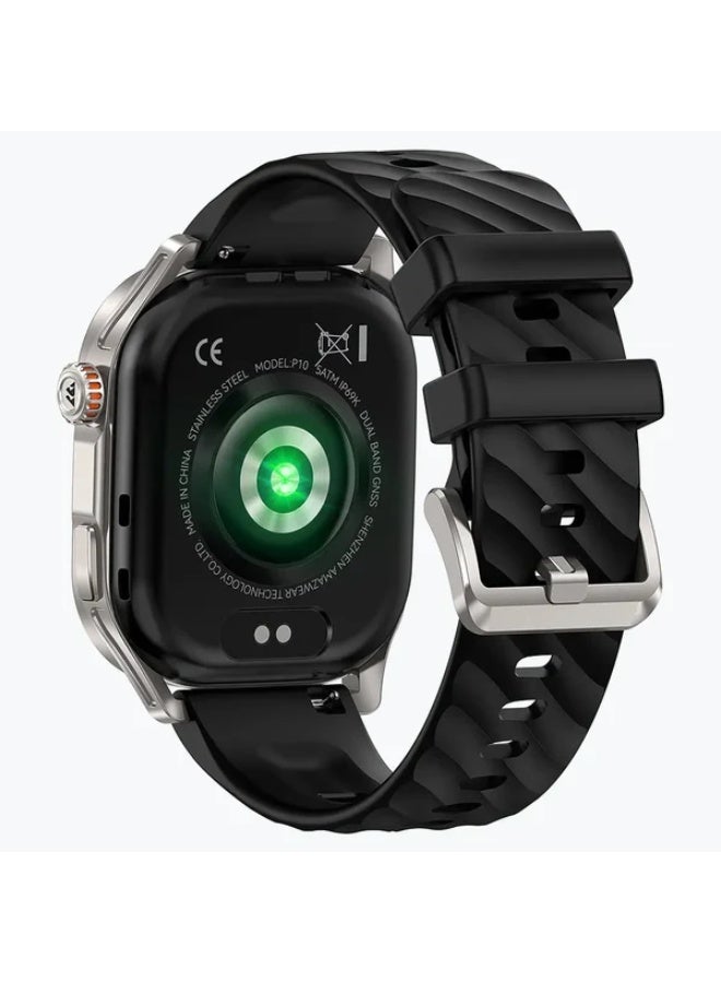 KOSPET 450 mAh 450 mAh KOSPET Magic P10 Smartwatch with 1.96″ AMOLED Display, Dual-Band GPS, 5ATM + IP69K Waterproof, Bluetooth 5.3 Calling & Notifications, 180+ Sports Modes, 24/7 Health Monitoring - silver - Image 5