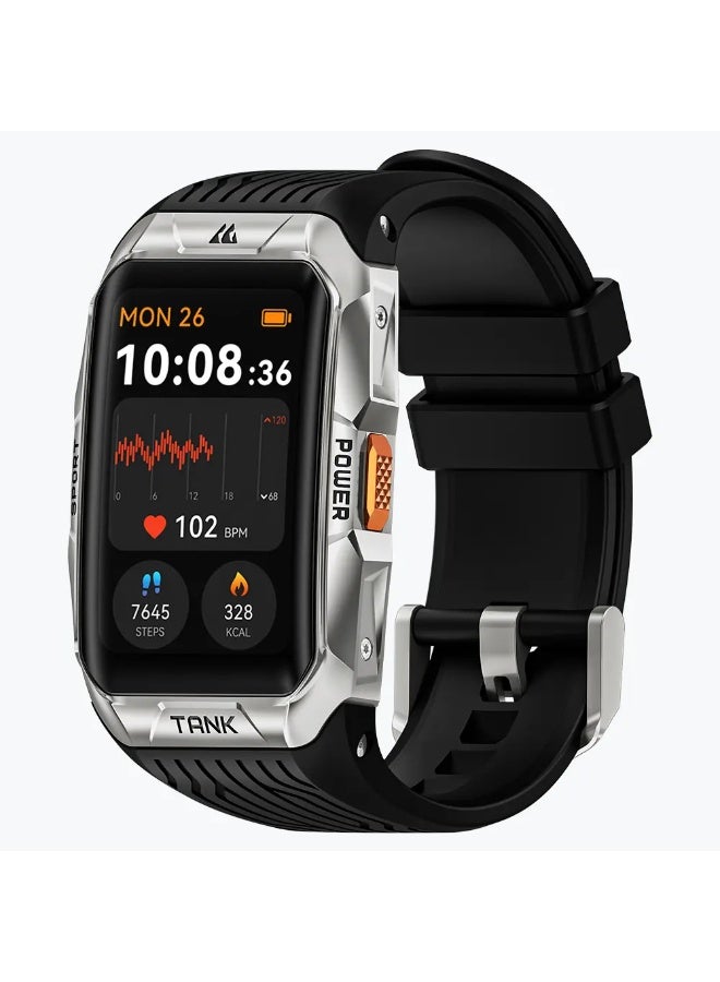 KOSPET 290 mAh 290 mAh KOSPET Tank X2 Ultra Rugged Military Smartwatch for Men with 1.64” AMOLED Display, Dual-Band GPS with 6 Satellite Systems, 5ATM & IP69K Waterproof, 170+ Sports Modes, 24/7 Health Monitoring, Long Battery Life - silver - Image 1