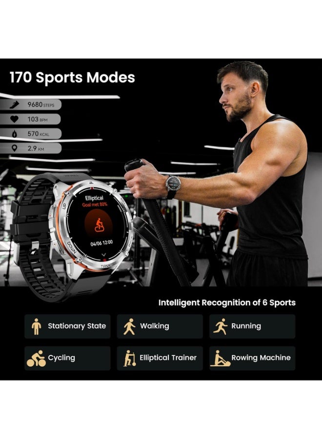 KOSPET ساعة تانك T3 ألترا 2 إصدار خاص مع حزام ساعة معدني بديل، ساعة ذكية عسكرية متينة للرجال مع شاشة AMOLED بحجم 1.43 بوصة، نظام تحديد المواقع GPS مزدوج النطاق و 6 أنظمة تحديد مواقع عبر الأقمار الصناعية، مكالمات بلوتوث، مقاومة للماء حتى 5ATM + IP69K، بوصلة مدمجة، بارومتر و 170+ وضع رياضي، بطارية طويلة الأمد - - Image 4