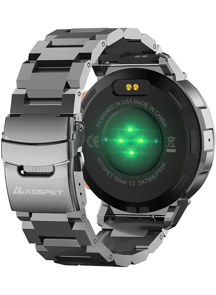 KOSPET ساعة تانك T3 ألترا 2 إصدار خاص مع حزام ساعة معدني بديل، ساعة ذكية عسكرية متينة للرجال مع شاشة AMOLED بحجم 1.43 بوصة، نظام تحديد المواقع GPS مزدوج النطاق و 6 أنظمة تحديد مواقع عبر الأقمار الصناعية، مكالمات بلوتوث، مقاومة للماء حتى 5ATM + IP69K، بوصلة مدمجة، بارومتر و 170+ وضع رياضي، بطارية طويلة الأمد - - Image 5