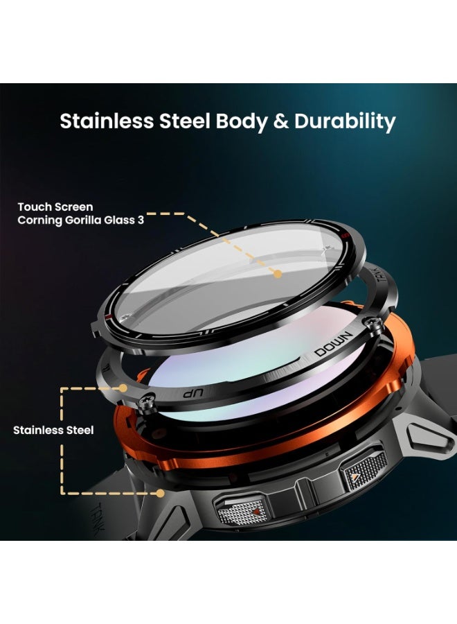 KOSPET 470 mAh Tank T3 Ultra 2 Special Edition With Metal Watch Band Replacement, Rugged Military-Grade Smart Watch for Men with 1.43″ AMOLED Display, Dual-Band GPS & 6 Satellite Positioning, Bluetooth Calling, 5ATM + IP69K Waterproof, Built-In Compass, Barometer & 170+ Sports Modes, Long-Lasting Battery - Black - Image 3