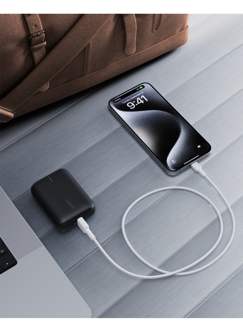 أوكي USB-A to Lightning Cable Nylon Braided MFi Certified Fast Charging Cable for iPhone 14/14 Plus/14 Pro/14 Pro Max/13/12/11/X Series white - Image 3