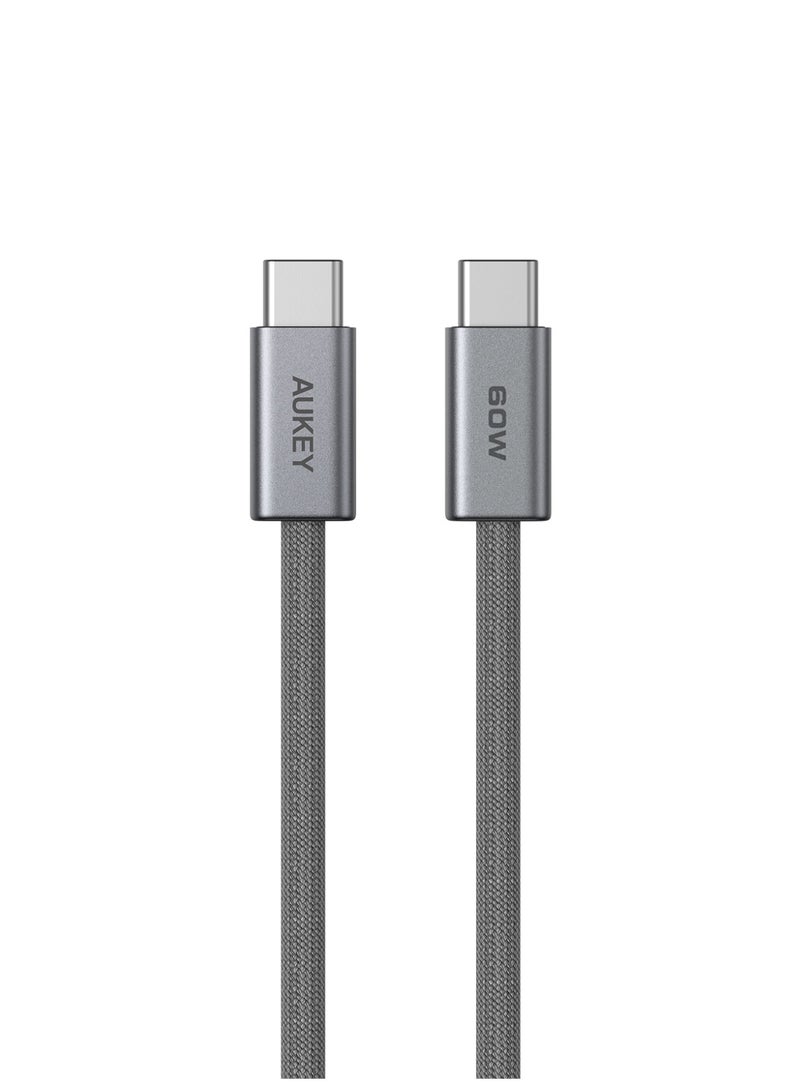 أوكي AUKEY Circlet Blink USB-C to USB-C Cable, 1.8 Meter, Grey - CB-DCC062-GY grey - Image 1