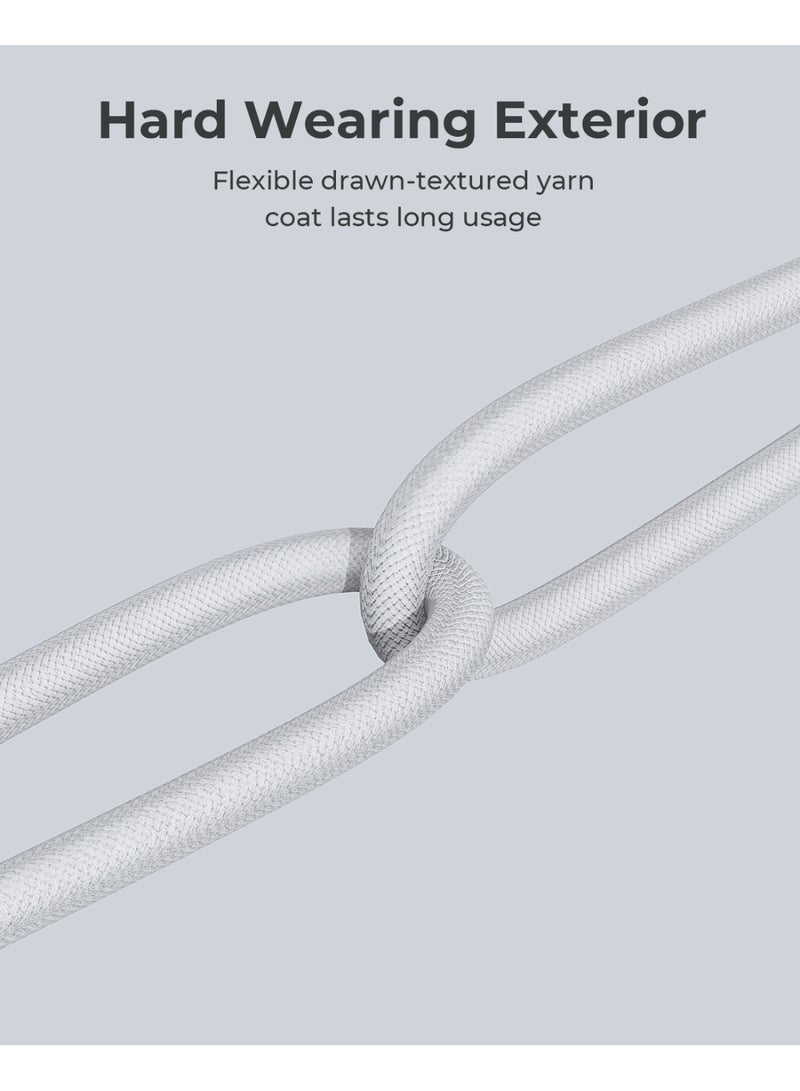 Aukey 1M 60W Nylon Braided Usb-C To Usb-C Cable Dty white - Image 2