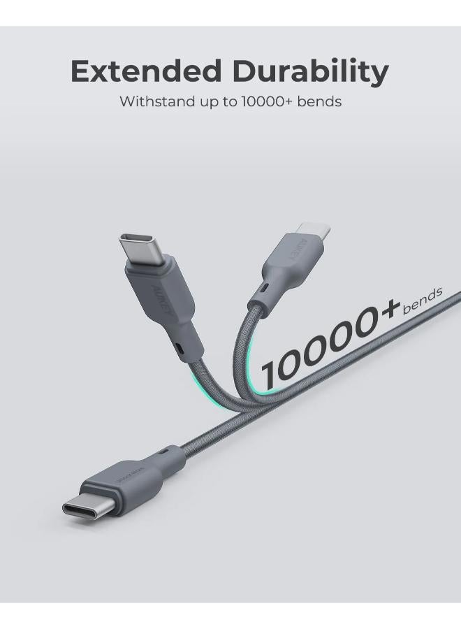 أوكي AUKEY Circlet Blink Lite USB-C to USB-C Cable, 1.8 Meter - CB-DCC064-GY Grey - Image 3