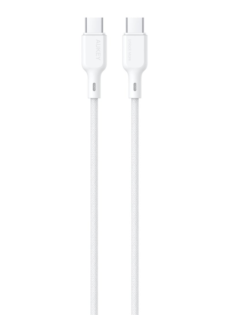 أوكي AUKEY Circlet Blink Lite USB-C to USB-C Cable, 1.8 Mete,CB-DCC064-WH white - Image 1