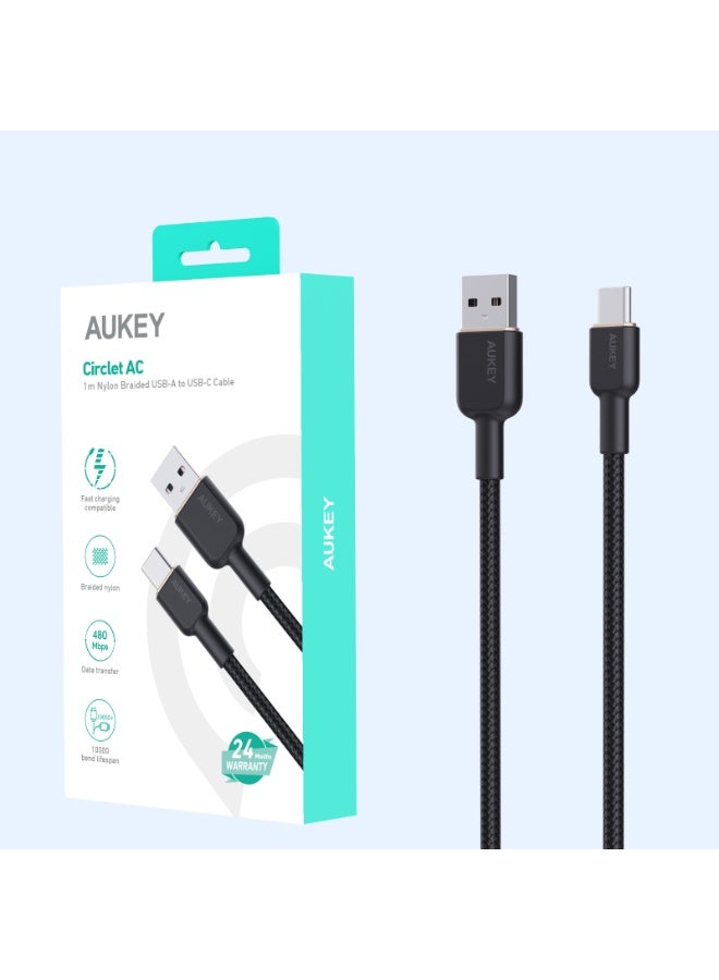 أوكي AUKEY Circlet AC USB-A to USB-C Cable, 1 Meter, Black - CB-NAC1-BK black - Image 4