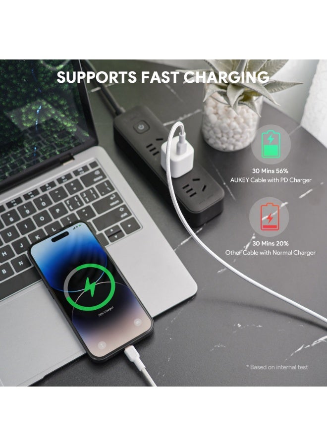 AUKEY Circlet CL USB-C to Lightning Cable, 1.8 Meter, White - CB-NCL2-WH white - Image 5