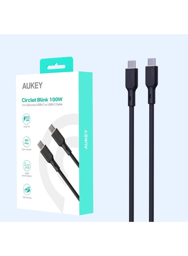 AUKEY Circlet Blink USB-C to USB-C Cable, 1 Meter, Black - CB-SCC101-BK black - https://f.nooncdn.com/p/pnsku/N70287332V/45/_/1770720721/aaa2cfd9-6cca-4514-a841-c8dd10c517e2.jpg