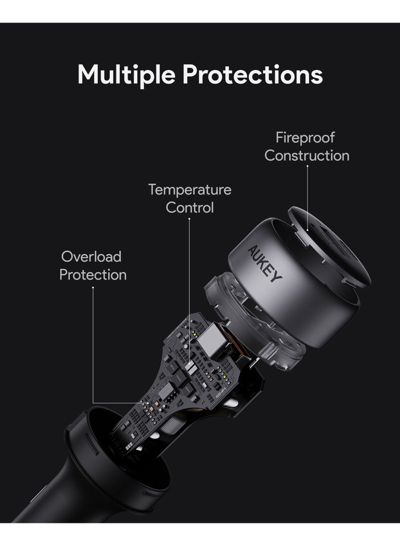 أوكي AUKEY CC-P1 Pathfinder Mix 3 66W Fast Charging Car Charger Grey - Image 5