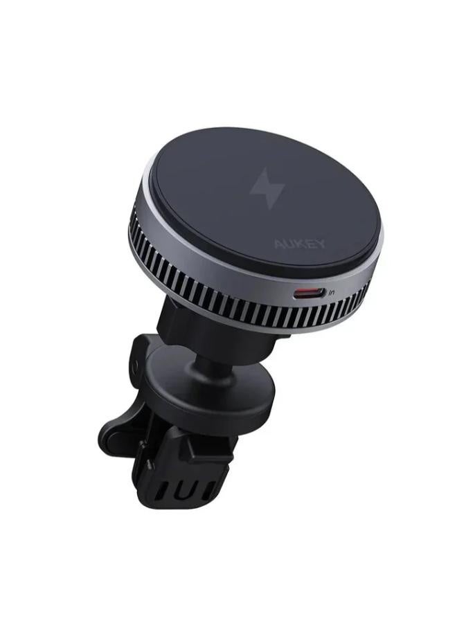AUKEY MagFusion Dash Plus Qi2.2 Active Cooling Wireless Charging Phone Mount Charger HD-MC13AP grey - Image 1
