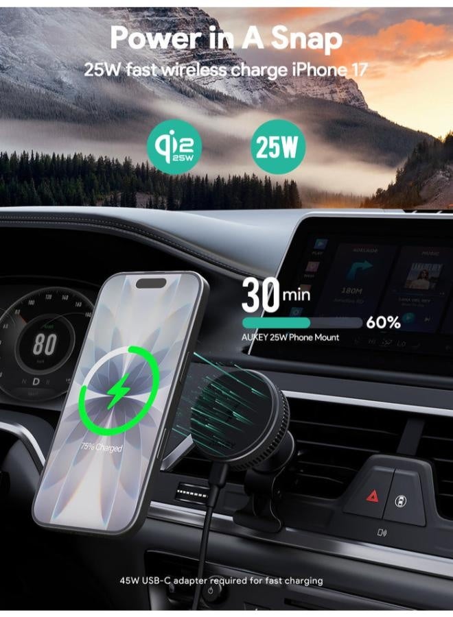 AUKEY MagFusion Dash Plus Qi2.2 Active Cooling Wireless Charging Phone Mount Charger HD-MC13AP grey - Image 3