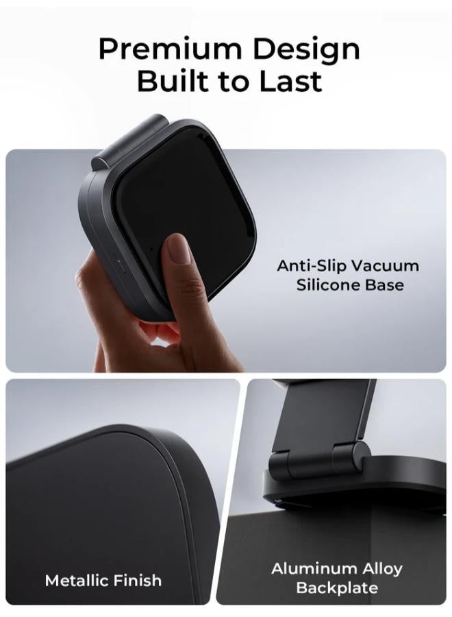 AUKEY MagFusion L Qi2 2-in-1 Foldable Magnetic Fast Wireless Charging Station LC-MC211 grey - Image 4