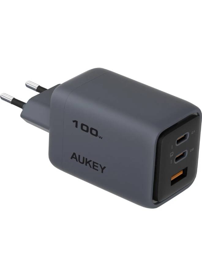 AUKEY Comet Mix 3 100W PD Wall Charger with GaN Technology PA-C5 grey - Image 1