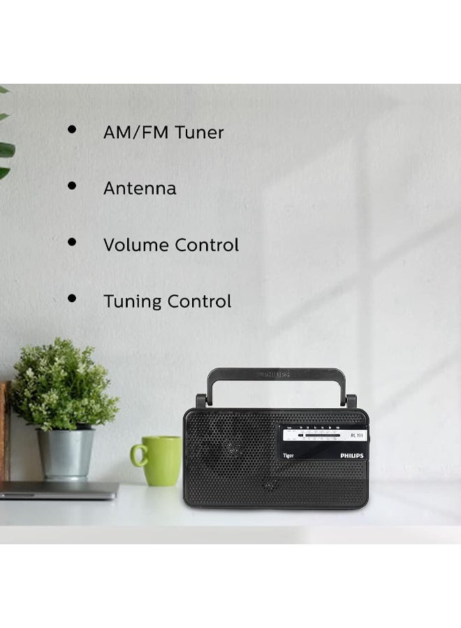 فيليبس Renewed - Audio RL191/94 Table Top Radio with MW/FM Bands and 180mW RMS Sound Output black - Image 2
