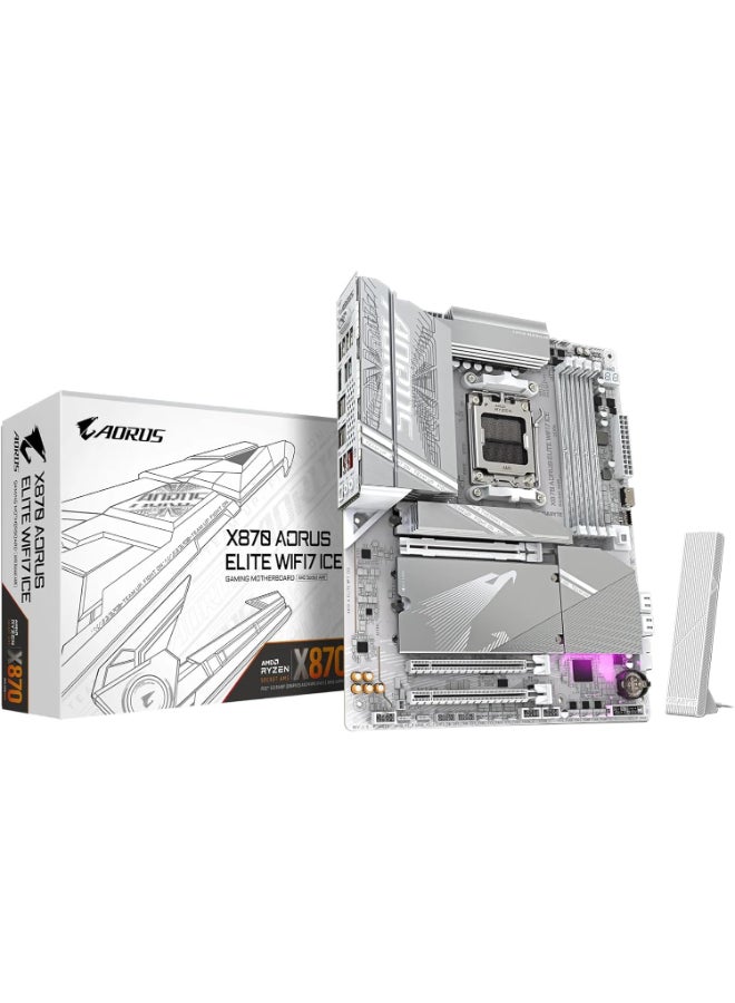 GIGABYTE X870 AORUS Elite WIFI7 ICE AMD AM5 LGA 1718 Motherboard, ATX, DDR5, 4X M.2, PCIe 5.0, USB4, WIFI7, 2.5GbE LAN, EZ-Latch, 5-Year Warranty - Image 1