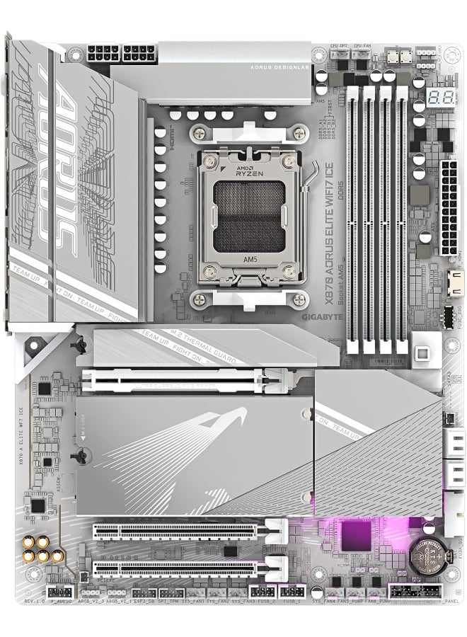GIGABYTE X870 AORUS Elite WIFI7 ICE AMD AM5 LGA 1718 Motherboard, ATX, DDR5, 4X M.2, PCIe 5.0, USB4, WIFI7, 2.5GbE LAN, EZ-Latch, 5-Year Warranty - Image 3
