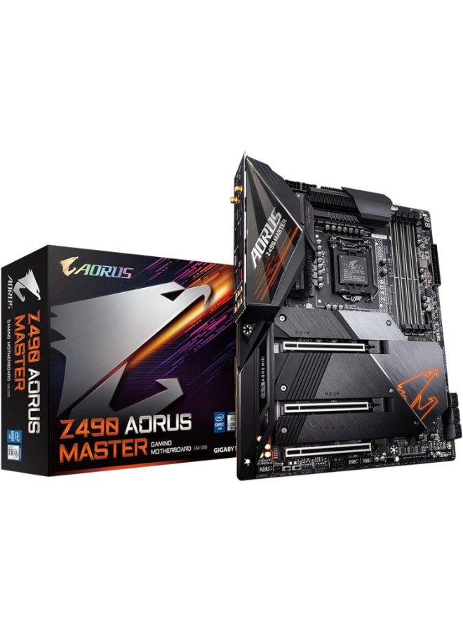 جيجابايت GIGABYTE Z490 AORUS Master (Intel LGA1200/Z490/ATX/Intel 2.5G LAN/3xM.2 Thermal Guard/SATA 6Gb/s/USB 3.2 Gen 2/Intel Wi-Fi 6/ESS Sabre DAC/Fins Array II/Gaming Motherboard) - Image 1