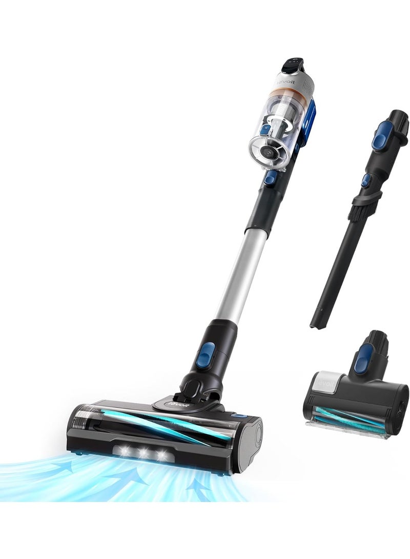 Levoit Cordless Vacuum Cleaner with HEPA Filter, Powerful 90AW 60Mins, Mini Motorized Brush&Crevice Tool with Anti Hair Wrap, Charging Wall Mount, Lightweight for Stairs, Carpet, Hardfloor, Pet Hair LSV-V202PE-BUK 240 W LSV-V202PE-BUK Silver - Image 1